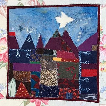 patchwork and embroidery on an old stitchery
2020